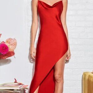 Fleur du Mal Red Slip Dress with Slit XS